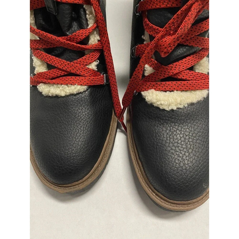 Dr Scholls Boots 9.5 M Lumberjack Lace Up Wedge Waterproof Ankle Booties Black
